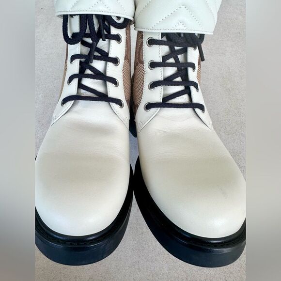 Gucci Flores Macro GG Monogram Nappa Matelasse Marmont GG Boots Mystic White 41 - Picture 6 of 14